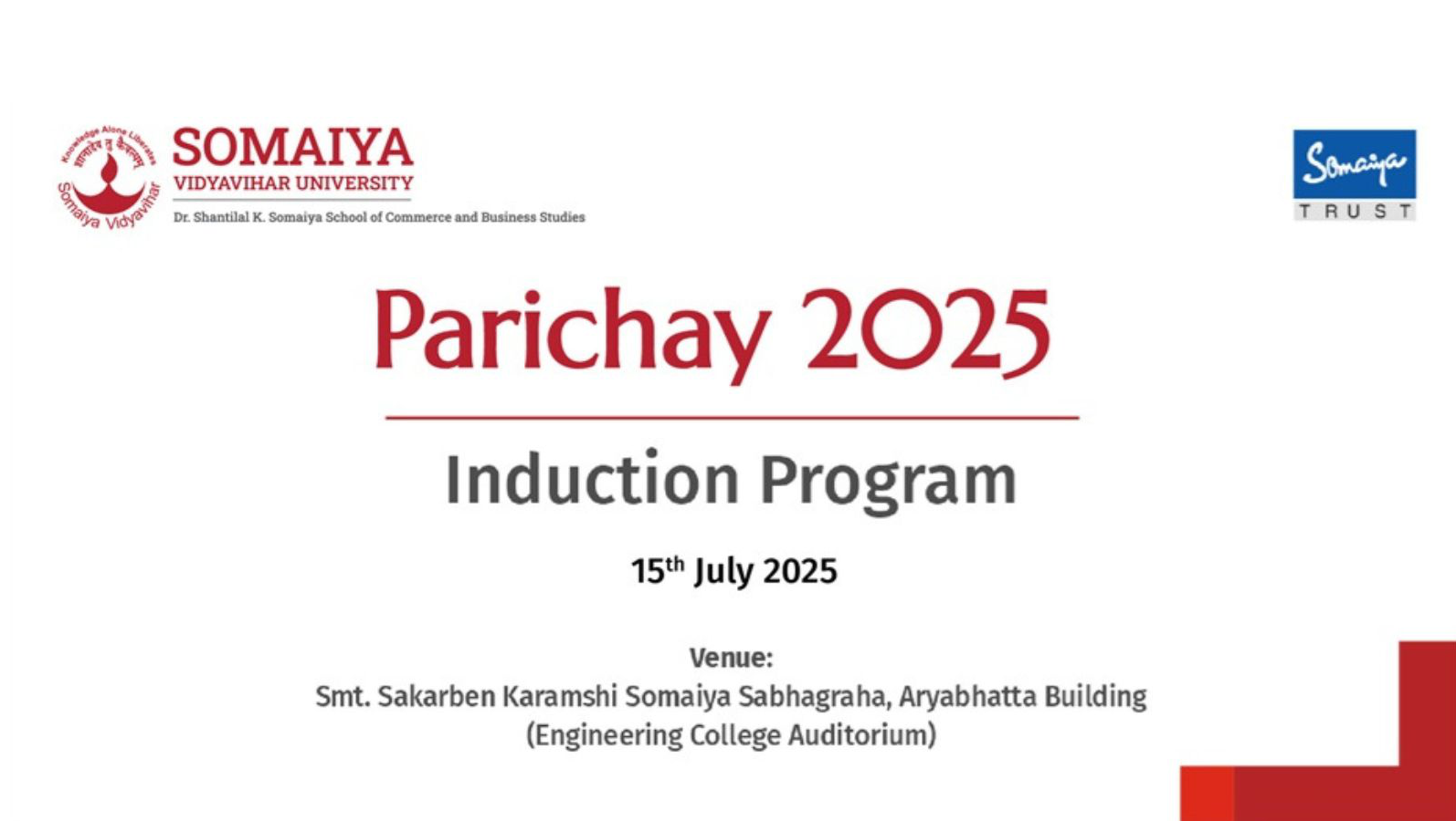 Student Induction Program - PARICHAY 2025